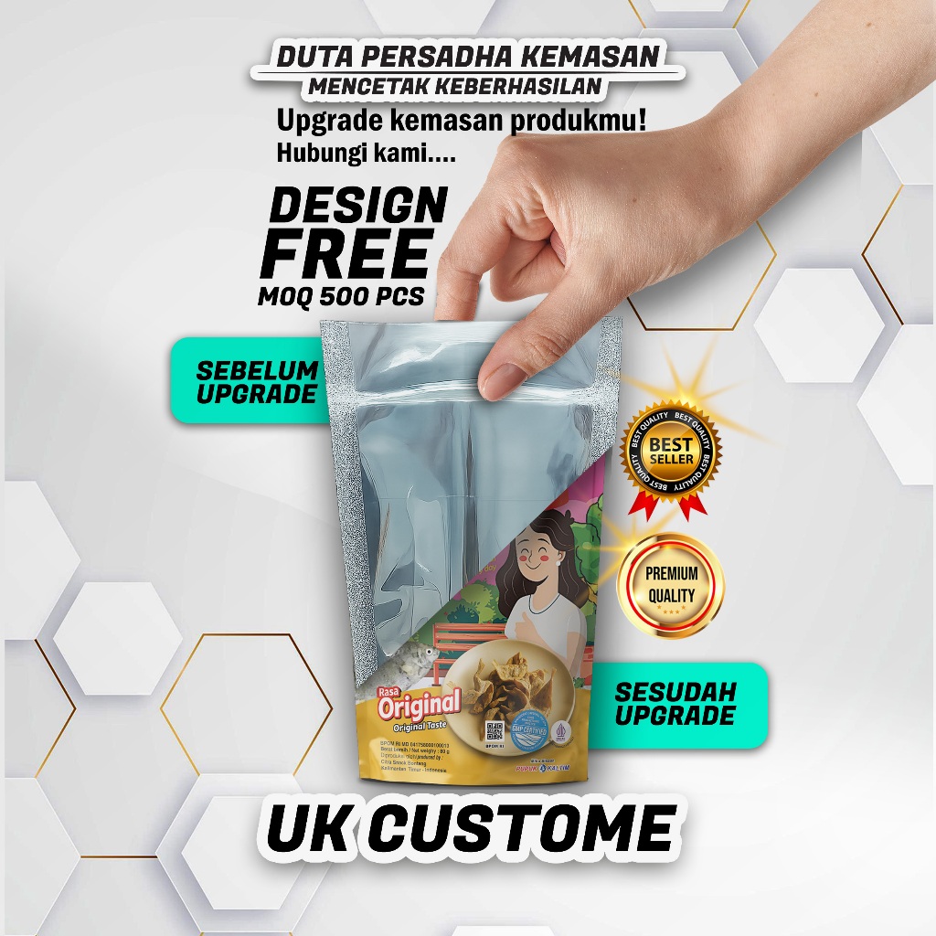 KEMASAN CUSTOM | FULL PRINT | STANDING POUCH | PLASTIK | STANDING ZIPPER | NON ZIPPER | KEMASAN MAKA