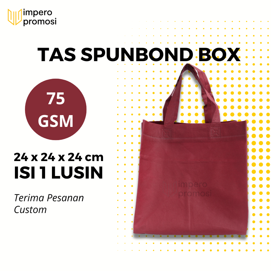 

Impero - GOODIE BAG SPUNBOND BOX 24x24x24/ Harga Satuan / Kantong Belanja Murah Warna Maroon