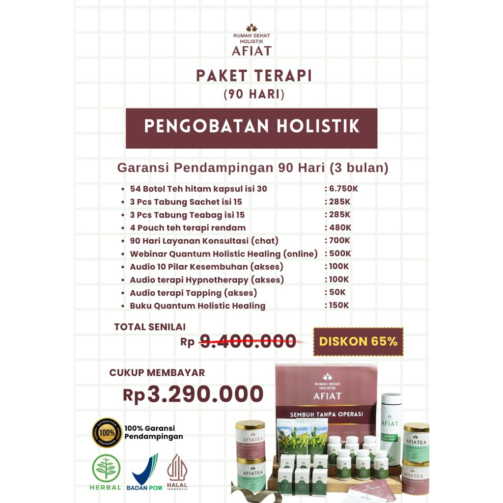 

90 Hari (3 Bulan) Paket Terapi Holistik Afiat