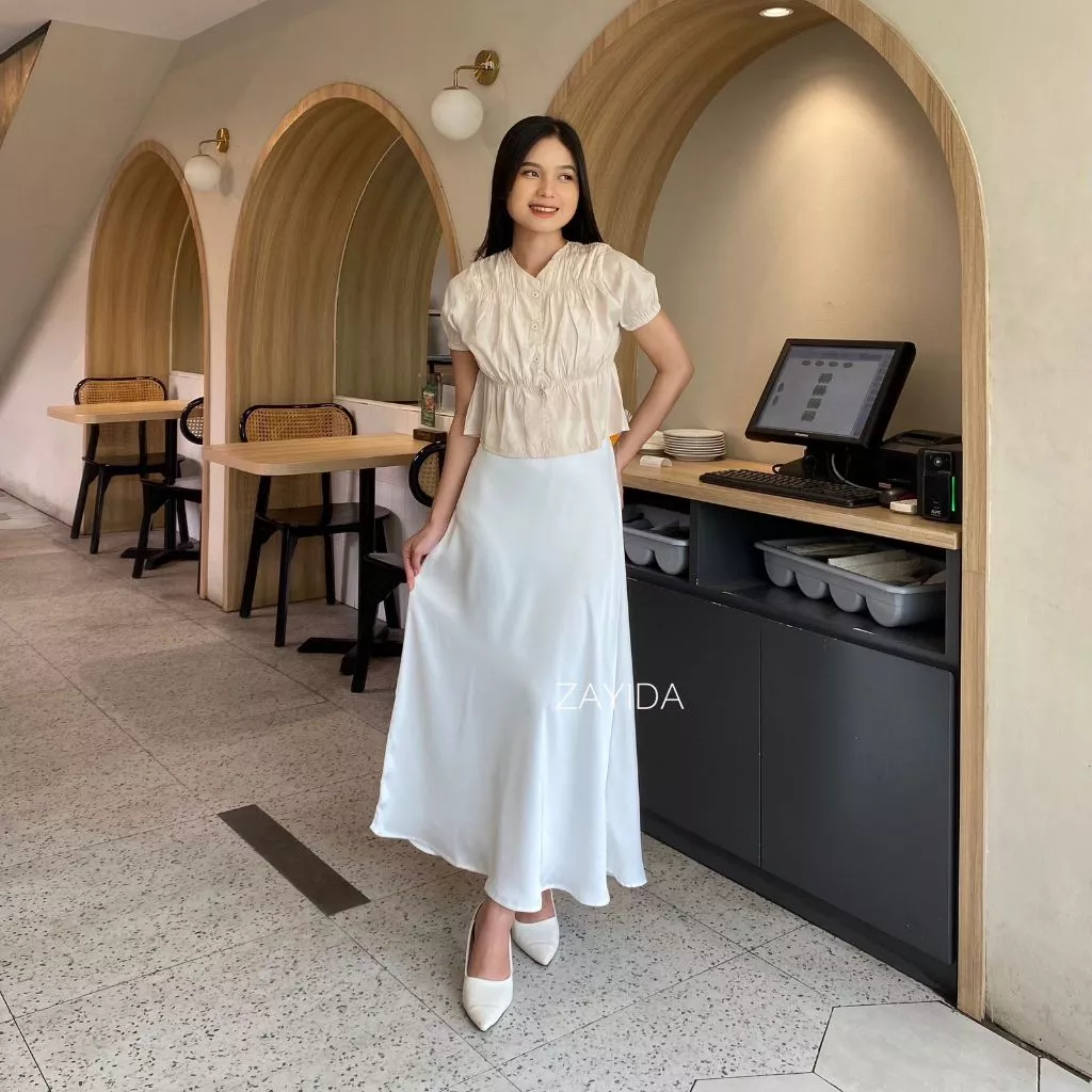 Rok Satin Silk Premium Rok Satin Silk Long Skirt Midi Rok Satin Silk Korean Style Basic Rok Satin Si