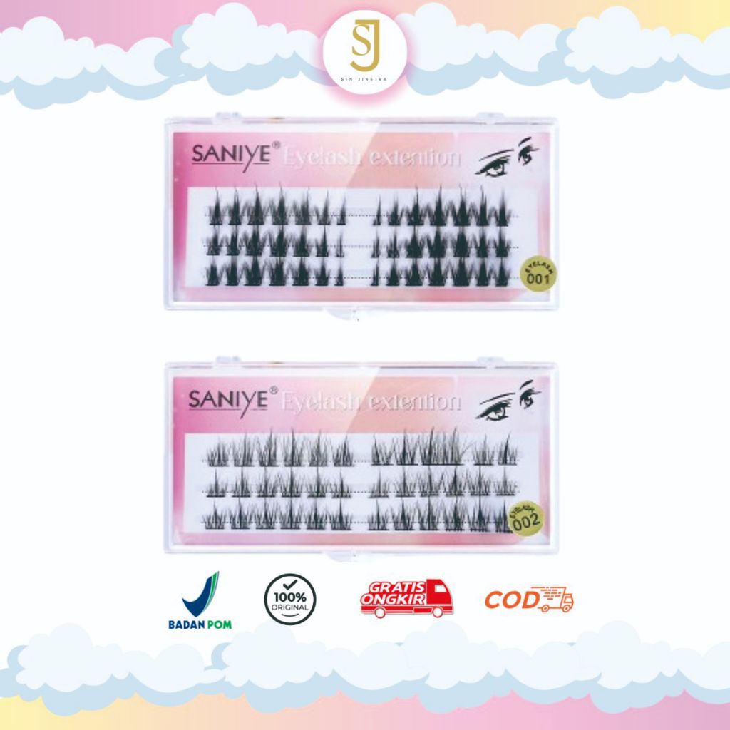 SANIYE False Eyelashes Set Tebal bisa pilih Pinset Tweezers J3003