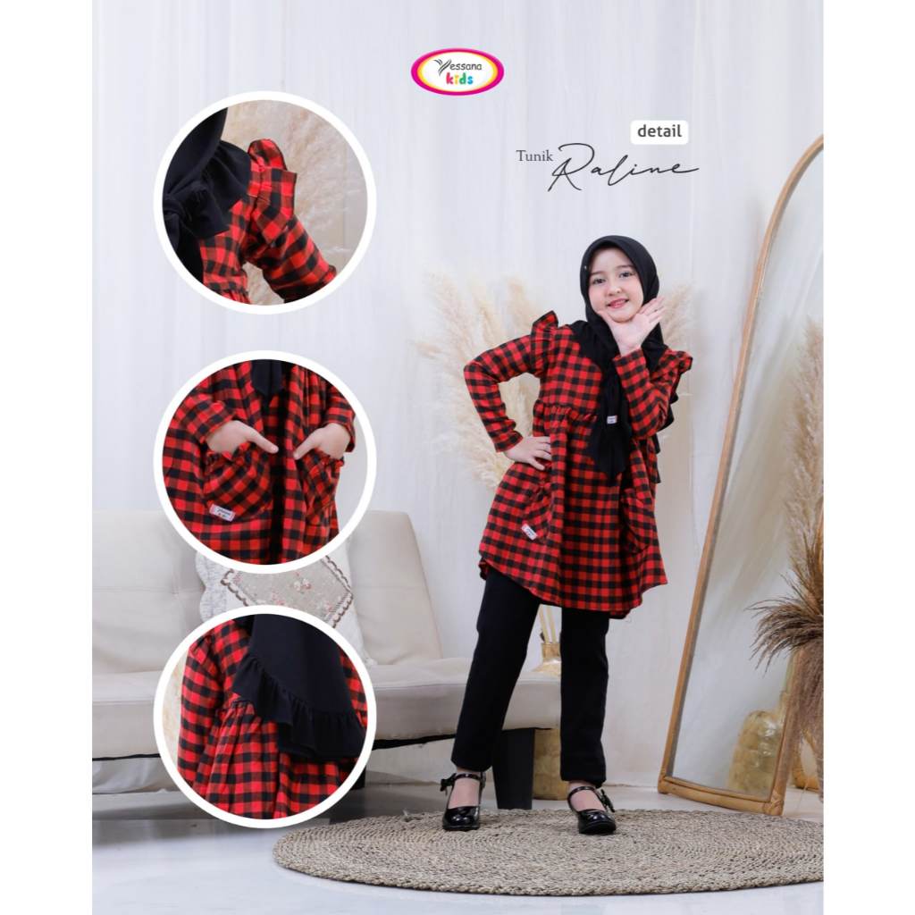Tunik anak kotak-kotak flael Cotton Tunik Raline Yessana