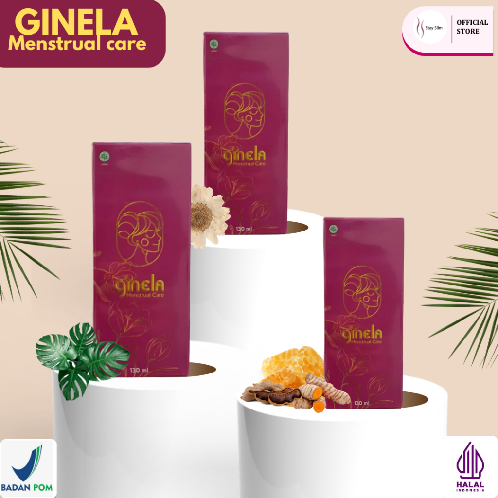 GINELA Menstrual Care Paket 3 Botol – Herbal Pelancar Haid & Pereda Nyeri 130ml | BPOM & Halal