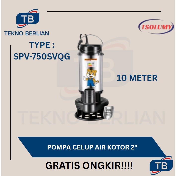 TSOLUMY SPV-550SVQG 2" Mesin Pompa Celup Air Kotor Submersible Pump 2 Inch Pompa Kolam Ikan Pompa Ba