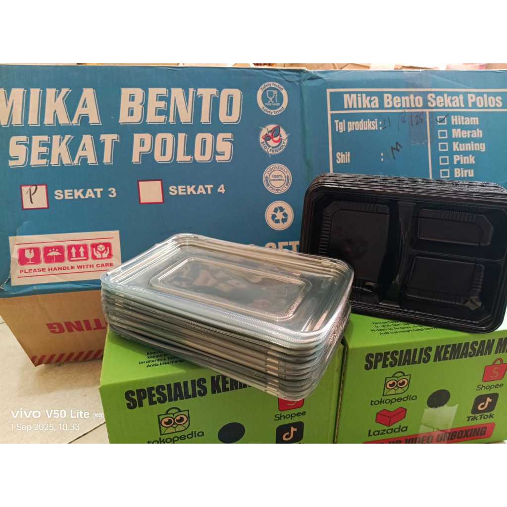 [ KARTON ] Mika Bento Sekat 3 & Sekat 4 / Tray Bento 3sekat & 4Sekat