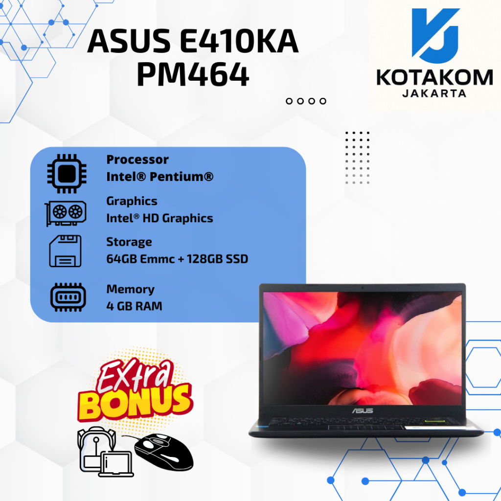 Laptop ASUS E410MA-PM464  Belajar & Kerja - Ringan Mudah Dibawa