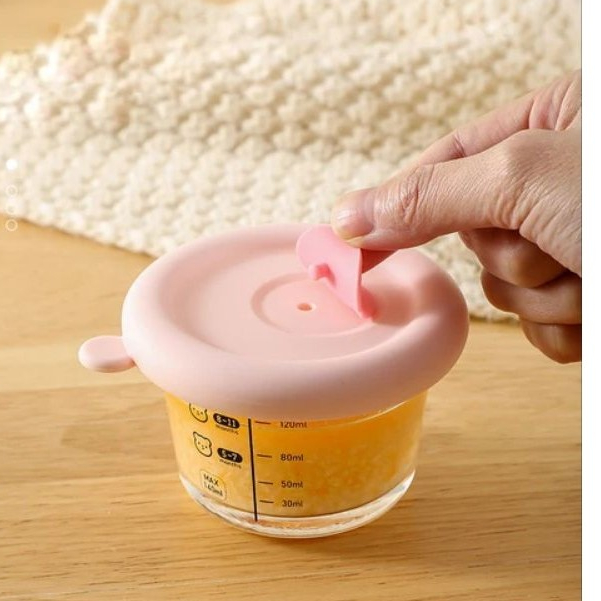 KOTAK MAKAN MPASI BAYI TUTUP SILICONE LOCK AND LOCK | WADAH MPASI BAYI KACA TEBAL | KOTAK MAKAN BAYI