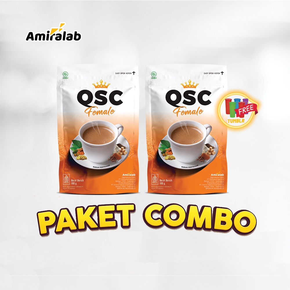 [KHUSUS LIVE] PAKET HEMAT 2 POUCH (FREE TUMBLER) AMIRALAB QSC FEMALE Obat Pelancar Haid Minuman Kopi