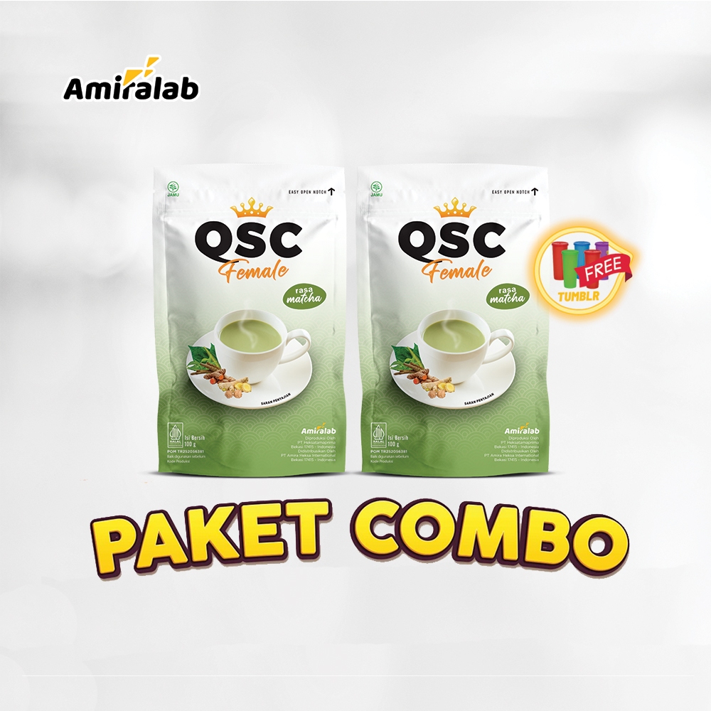 

PAKET HEMAT 2 POUCH (FREE TUMBLER) AMIRALAB QSC FEMALE rasa MATCHA Obat Pelancar Haid Minuman Menstruasi Siklus Wanita 100gr