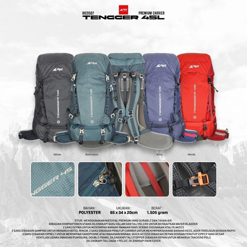 Tas Gunung AREI /Carrier Premium Tengger 45L Arei Outdoorgear
