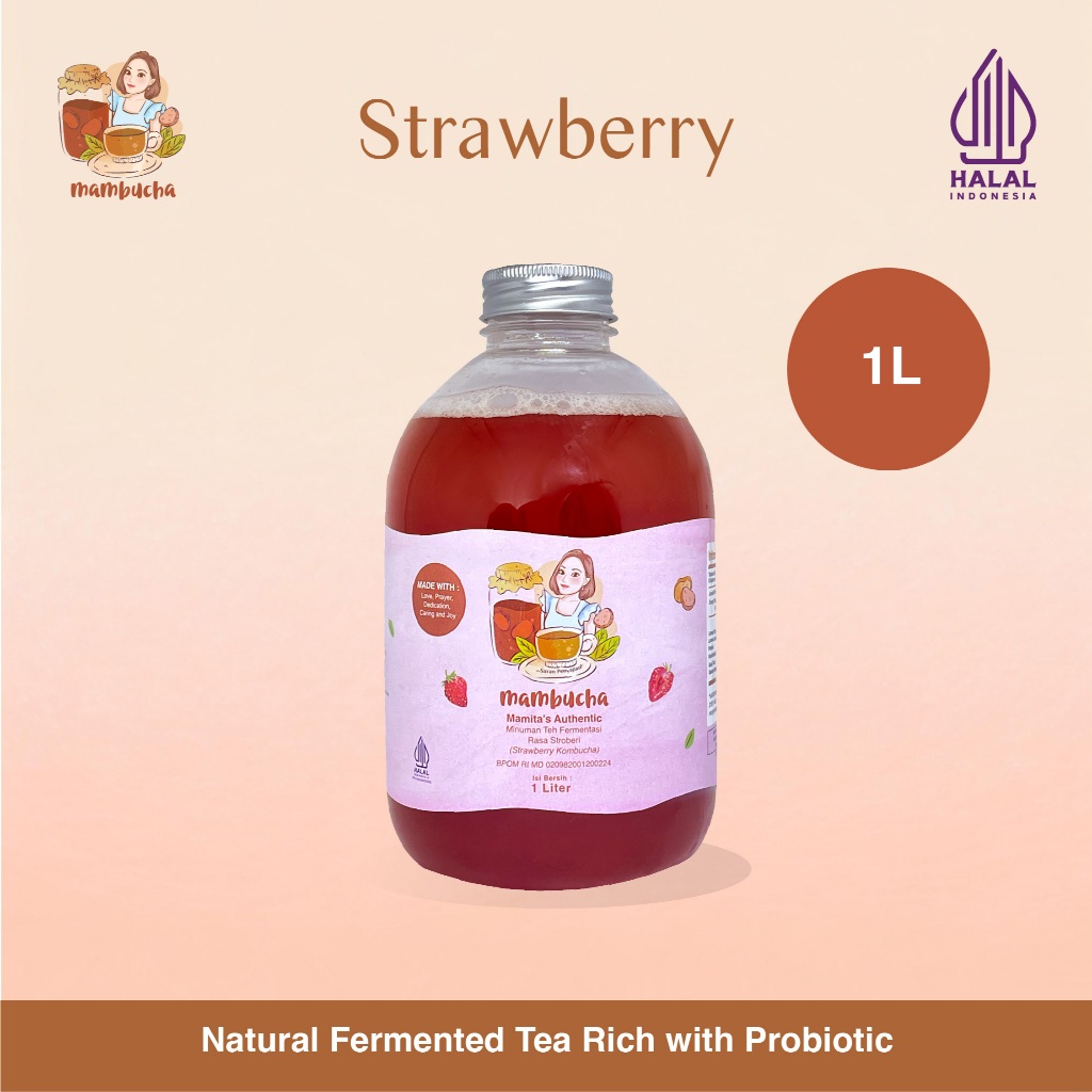 

Kombucha Teh Fermentasi Strawberry Mambucha 1 Liter