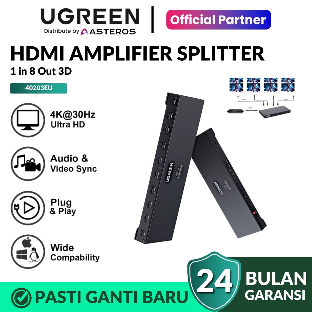 UGREEN HDMI Amplifier Splitter 1 In 8 Out Full HD 4K@30Hz 40203