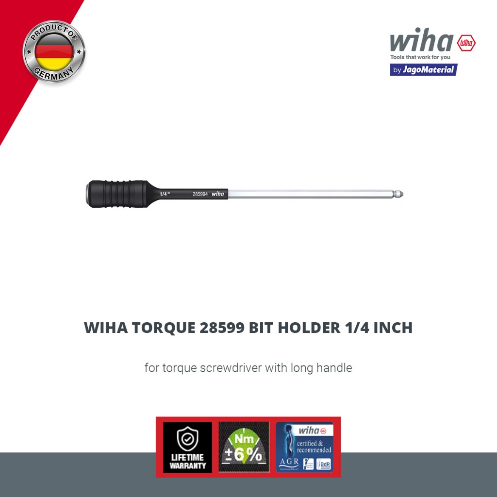 Wiha Torque 28599 Bit Holder 1/4'' Clamping with Ball