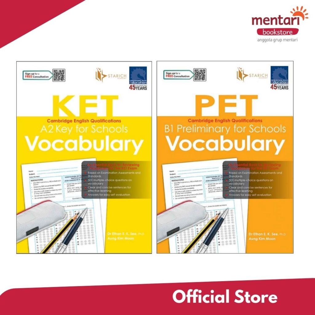 Mentari Bookstore SAP KET A2 Key for Schools Vocabulary - Cambridge English Qualifications
