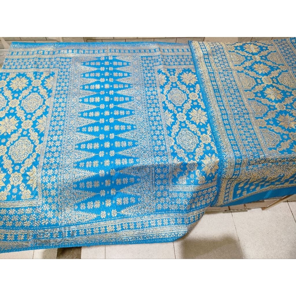 Songket Palembang Asli Motif Lepus Warna Biru
