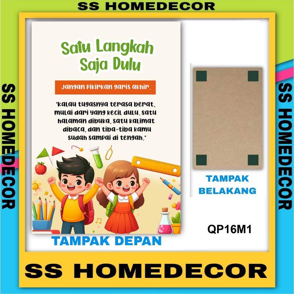Hiasan dinding quote size 20x14 cm SATU LANGKAH SAJA DULU Gantungan dinding kata kata motivasi poste