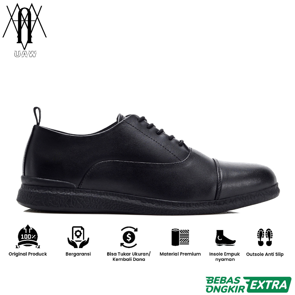 Garansi 100% Ori x KENZIOS | TERBARU KENZIOS OXFORD 3.0 BLACK - Sepatu Casual Santai Pria Kulit Sapi