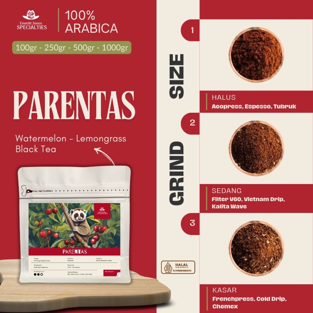 

Parentas Arabica, Natural Parentas - Roasted beans 100g-1kg Biji, halus, medium, kasar