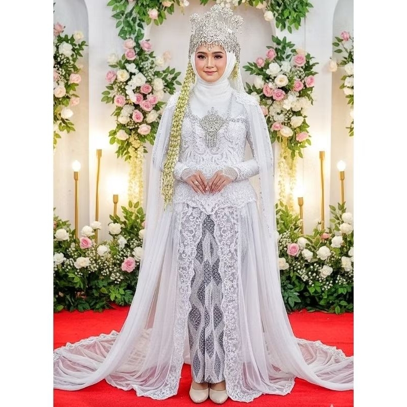 KEBAYA AKAD PUTIH FULL PAYET (PRELOVED) | Gaun Pengantin Preloved | Kebaya Pengantin Preloved | Gaun