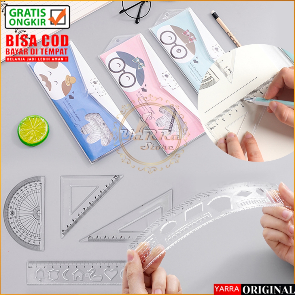 

Penggaris Set Lengkap 4 in 1 Alat Tulis Mengukur Menggambar Perlengkapan Sekolah Lucu