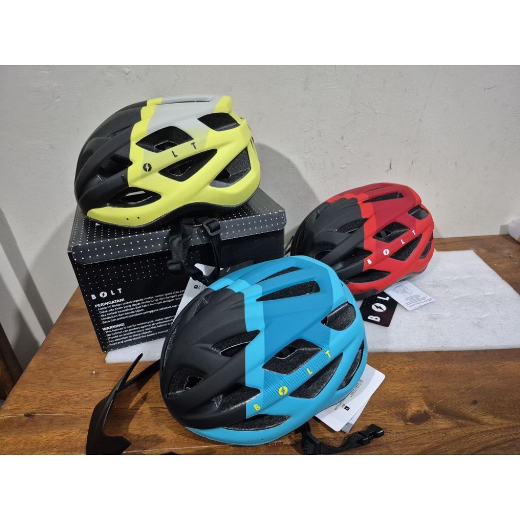 Helm sepeda Polygon Bolt motif terbaru aerodinamis berkualitas cocok untuk segala jenis sepeda road 