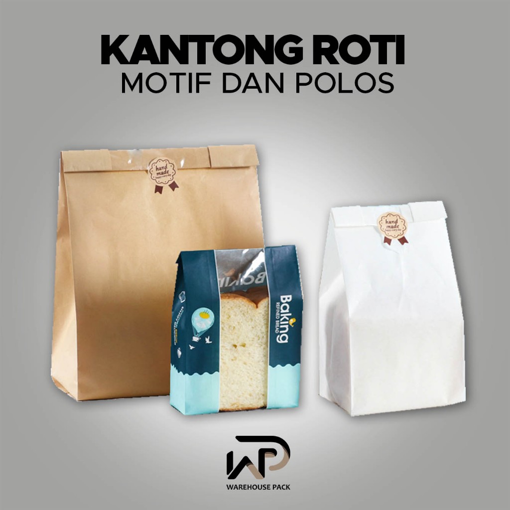 

Kantong Roti Motif + Sticker | Kemasan Roti Baking Bag | Kantong Kertas Roti Tawar | Toast Bag
