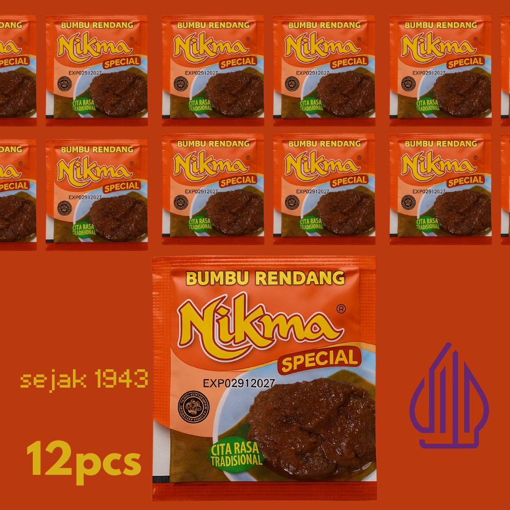 

NIKMA Bumbu Rendang 12 Sachet Hemat Praktis Asli Minang Tanpa MSG Halal
