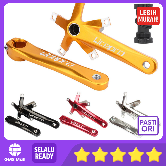 Crankset MTB Crank Hollowtech 2 HT2 Single Speed Sepeda MTB Litepro Black