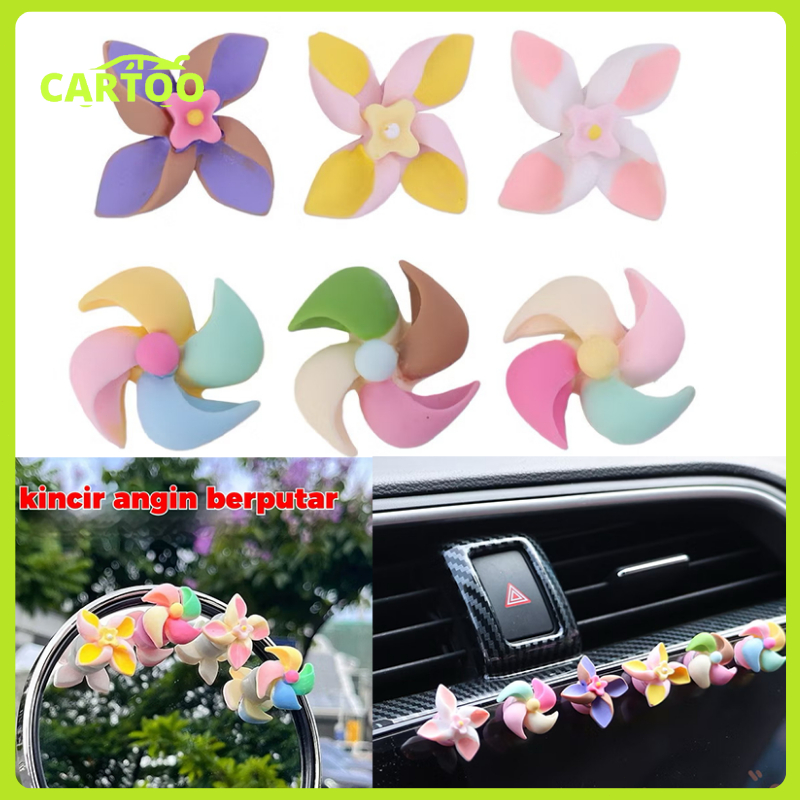 CARTOO 6PCS Kincir Angin Baru Kincir Angin Gyro Berputar Ornamen Dekorasi Kreatif Ornamen Sepeda Mot