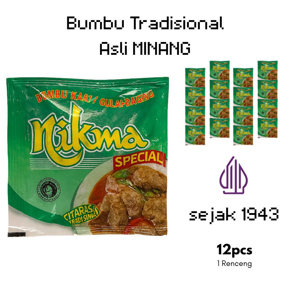 

Bumbu Gulai NIKMA 1 Renceng Isi 12 Sachet 5g Halal Praktis Asli Minang