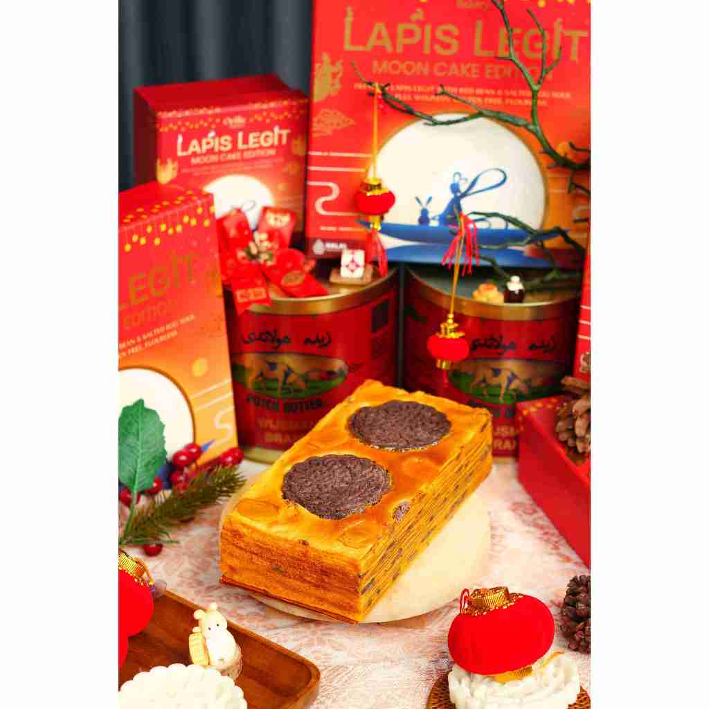 

Lapis Legit Mooncake 18x9 Salted Egg Yolk and Red Bean Premium Wisman Gluten Free Kuning Telur Omega
