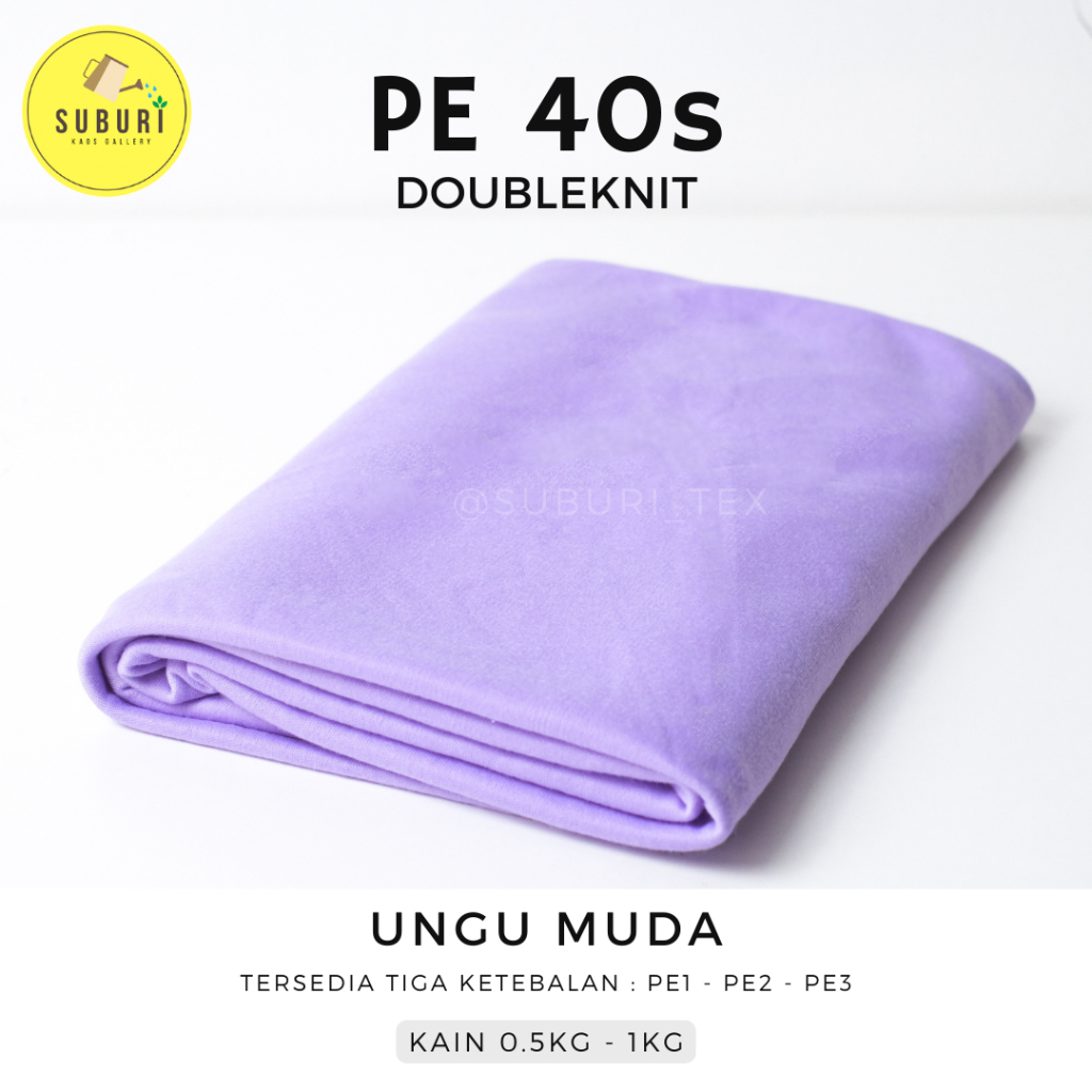 SUBURINDO TEXTILE | KAIN KAOS PE DOUBLE KNIT 40s KILOAN | KAIN SETENGAH KILO | KAIN WARNA UNGU MUDA 