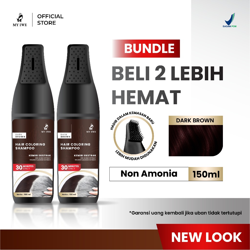 [NEW PROMO] 2pcs Myiwe Shampoo Penghilang Uban – Shampoo Sisir Anti Uban Darkbrown