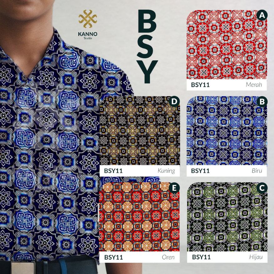 KAIN BATIK SERAGAM SEKOLAH BAHAN BSY SANWOS BSY11 WARNA BIRU/HIJAU/KUNING/MERAH/ORANYE