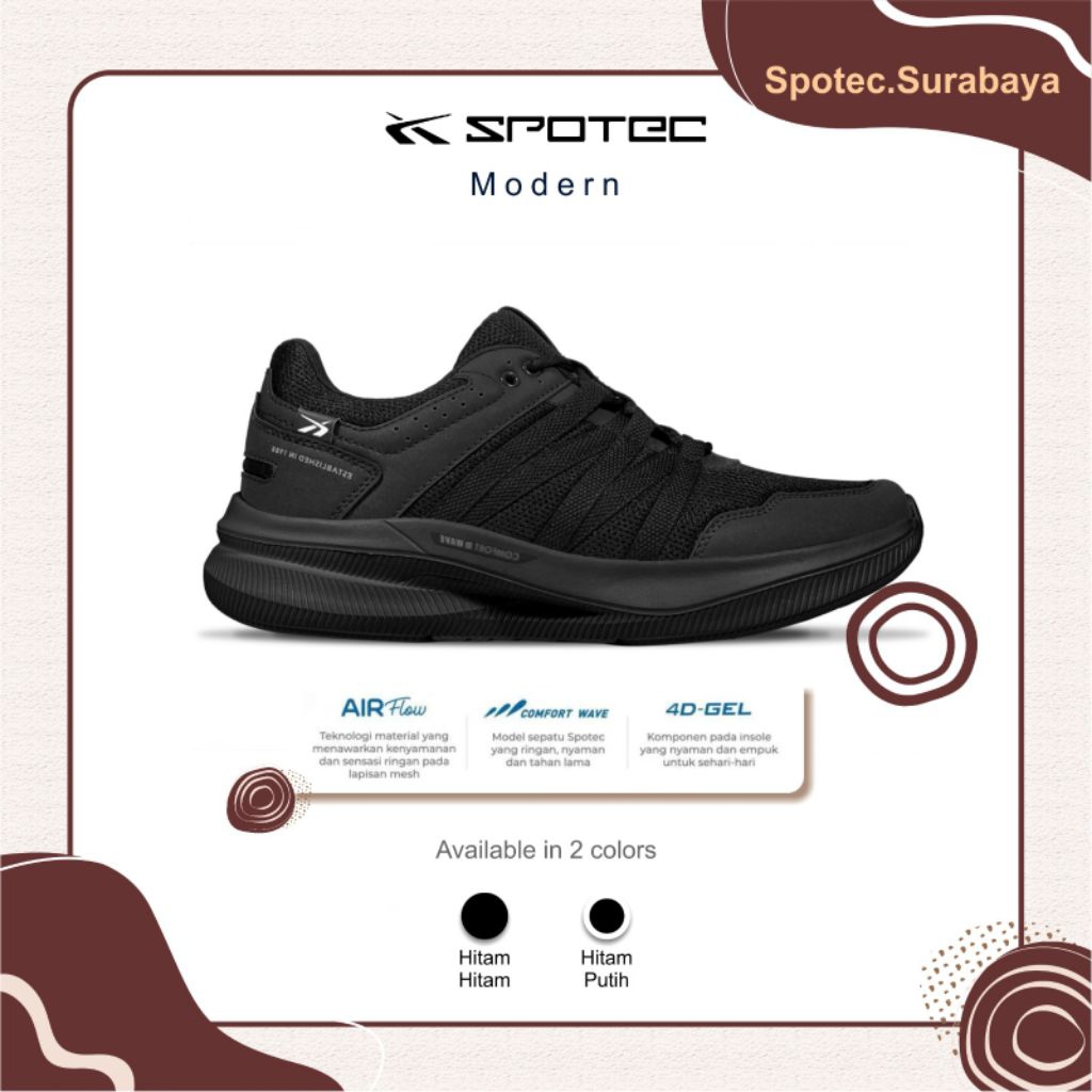 Sepatu Sekolah SPOTEC MODERN Hitam-Hitam