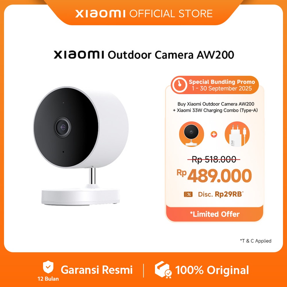 Xiaomi Outdoor Camera AW200 | CCTV Indoor / Outdoor | IP65 Tahan Debu & Air | Deteksi Gerakan | Fitur Call 2 Arah [ Official Store ]