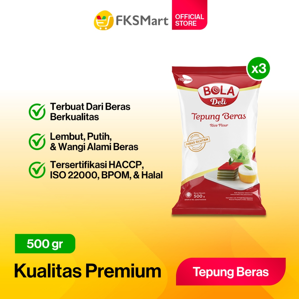

Bola Deli Tepung Beras 500gr Isi 3pcs (Triple Pack)