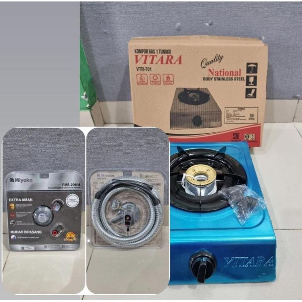 MIYAKO PAKET KOMPOR 1 TUNGKU + SELANG REGULATOR