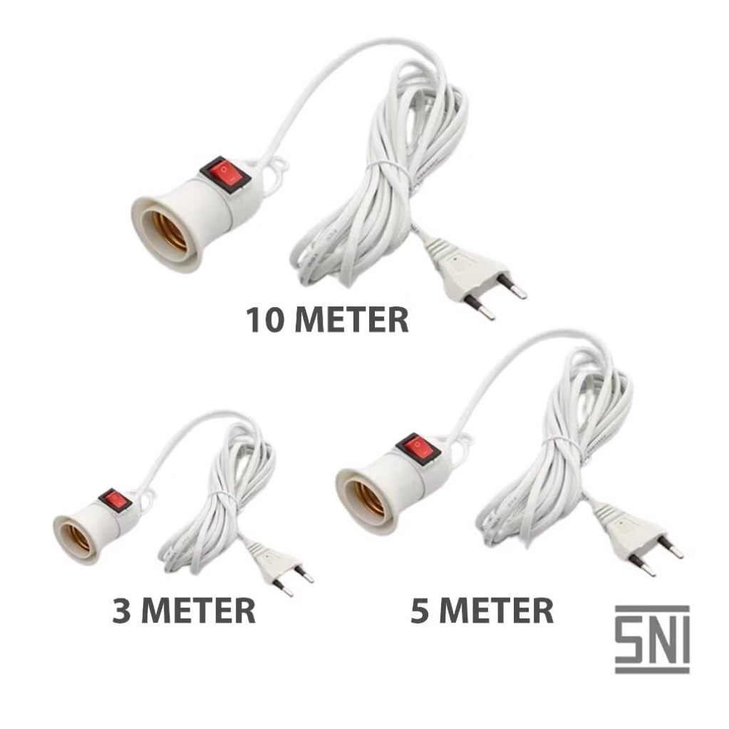 Fitting Lampu Gantung Kabel 3 Meter 5 Meter 10 Meter Fitting Lampu Gantung Saklar