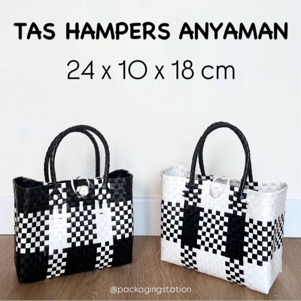 

TAS HAMPERS ANYAMAN MONOCHROME 24x10x18 / TAS SOUVENIR HAJATAN ULANG TAHUN / TAS HAMPERS NATAL LEBARAN / GOODIE BAG