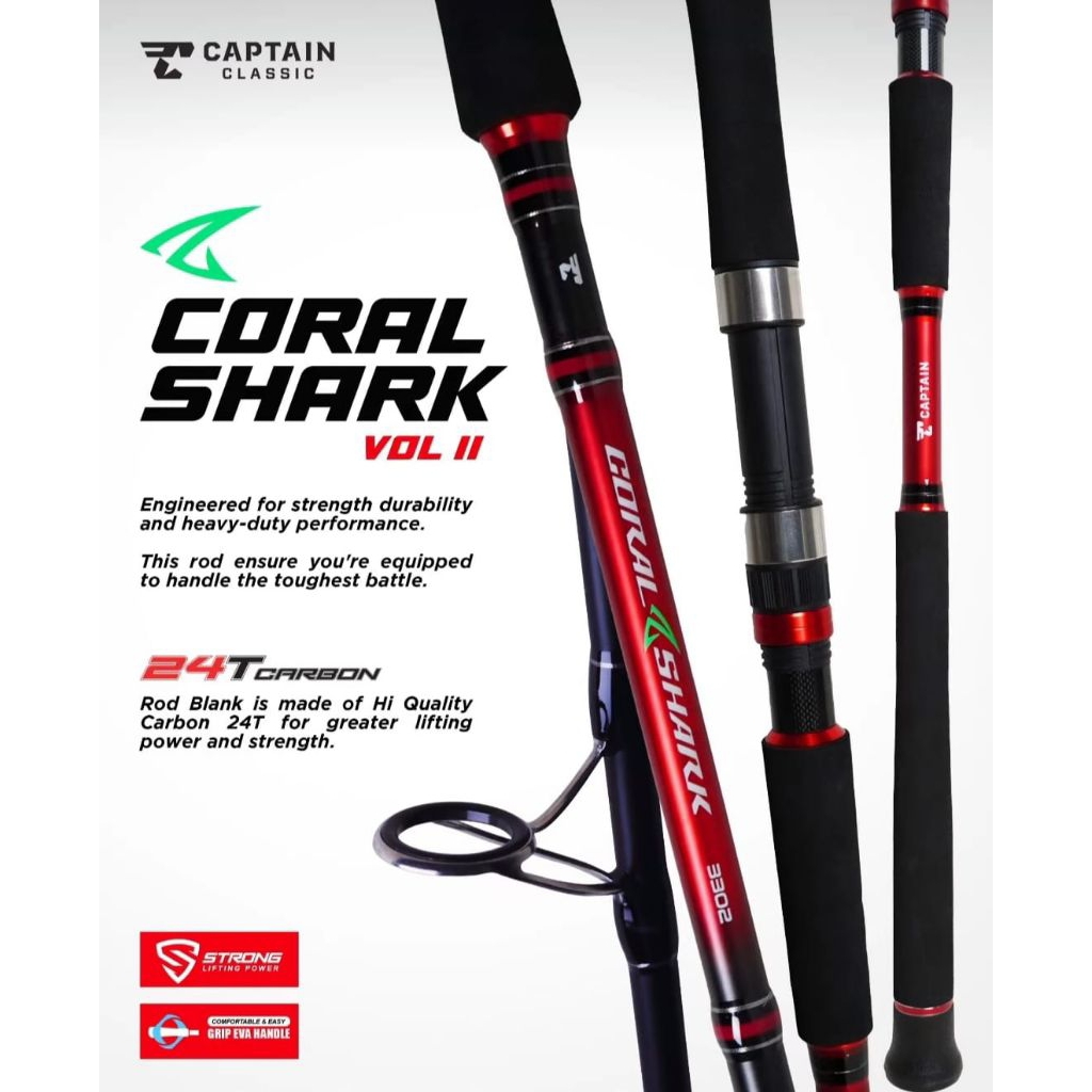 Joran Captain Coral Shark Vol II 240 270 300 cm | joran carbon laut