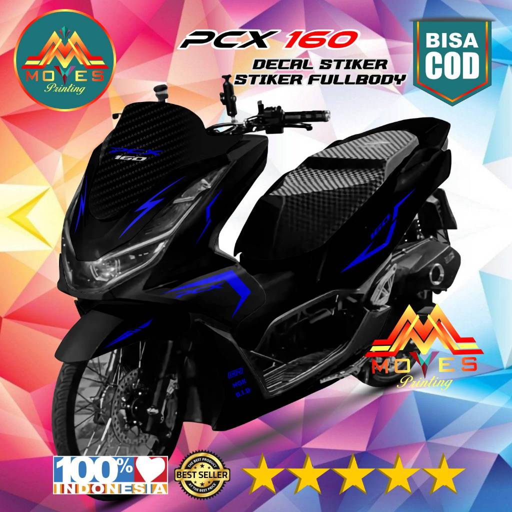 Decal Sticker Full Body Honda PCX 160 Elegan hitam list warna