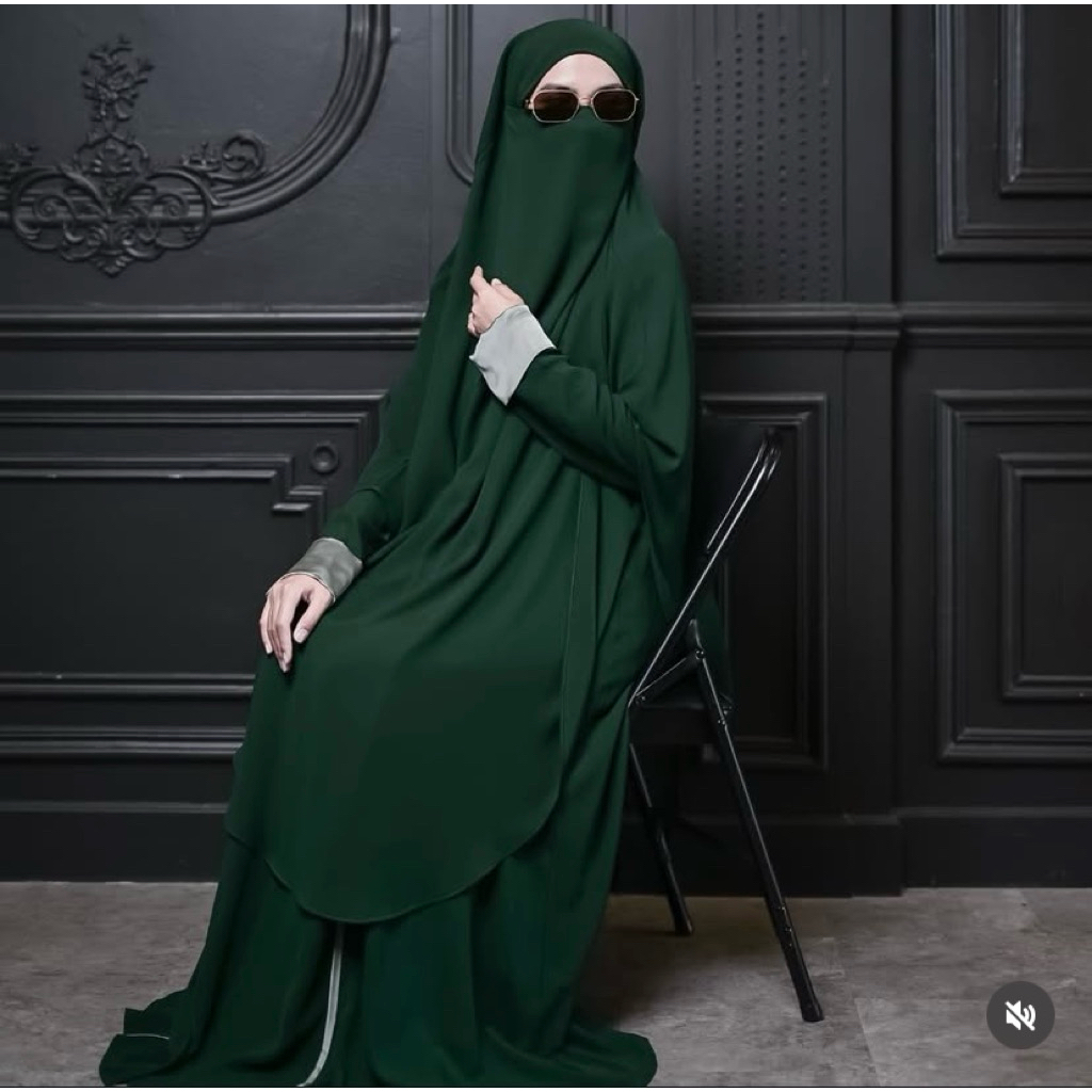 Abaya Blazer Al Arabian + FK Medium (Set) Classy Green Size L ( Al Arabian Butik )