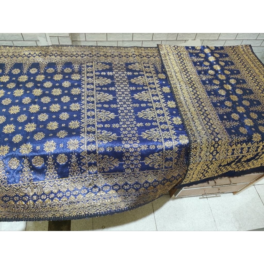 Songket Palembang Asli Motif Sisik Naga Warna Biru muda
