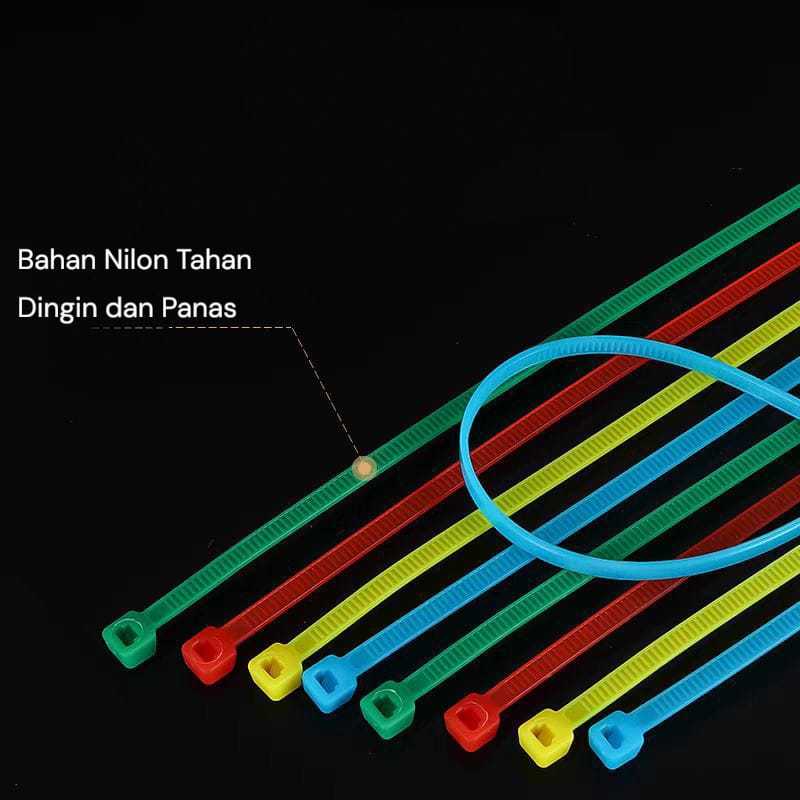 

100pcs Kabel Ties Nylon Warna Warni Ukuran 3mm Panjang 100mm 150mm 200mm 250mm 300mm 350mm / Pengikat Serbaguna / Tali Pengikat Super Kuat / Produk Import / Promo Murah Best Seller