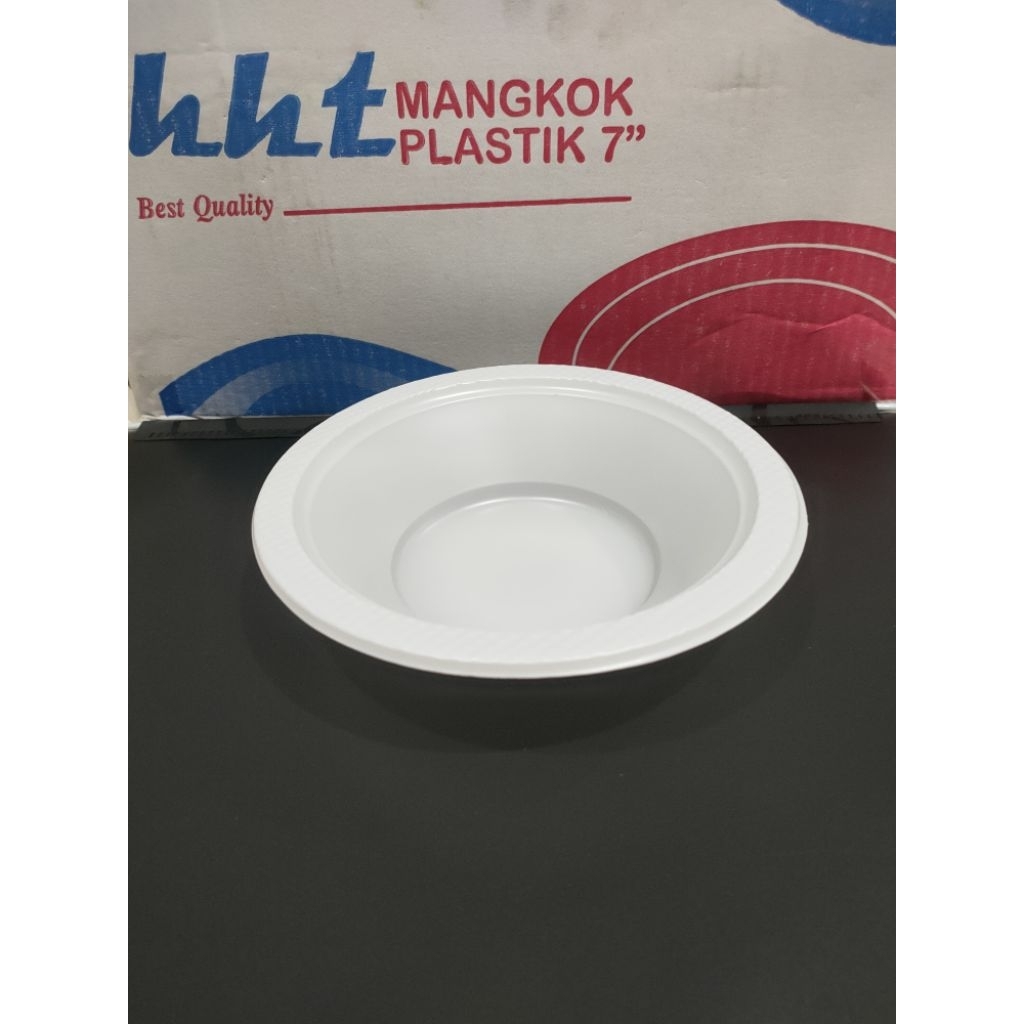 Mangkok Plastik Sekali Pakai Putih M7 (Isi 50pcs) / Mangkok Plastik Tebal Besar