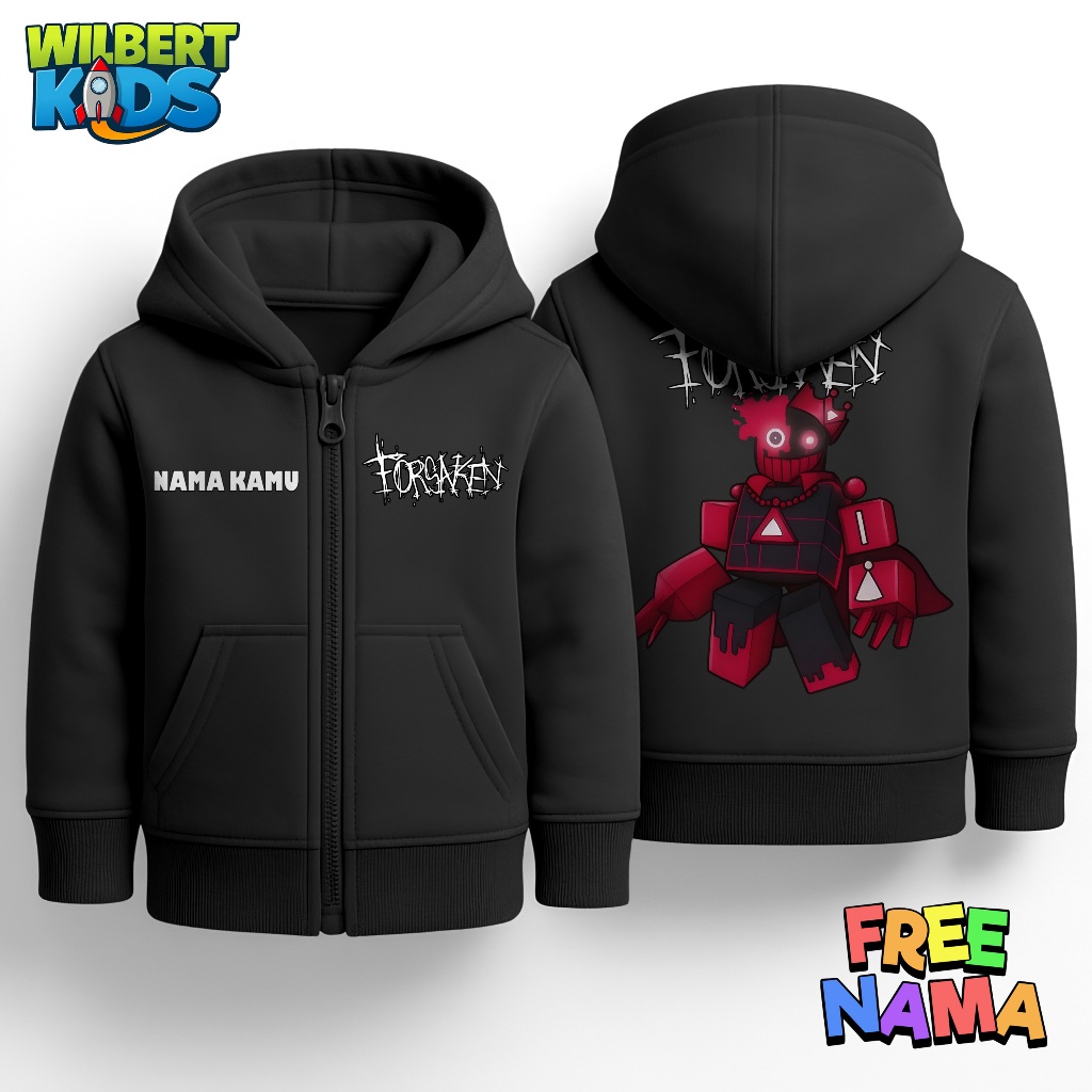 Zipper Hoodie Anak Roblox Forsaken / Jaket Anak Risleting Forsaken Roblox Gratis Nama