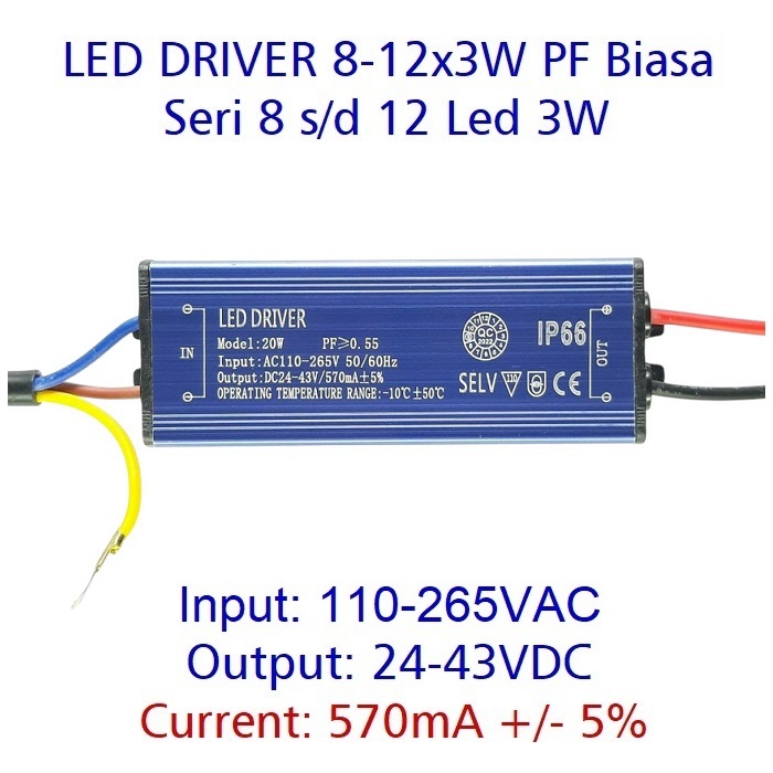 Led Driver 3W 570mA 8-12x3W WP PF biasa