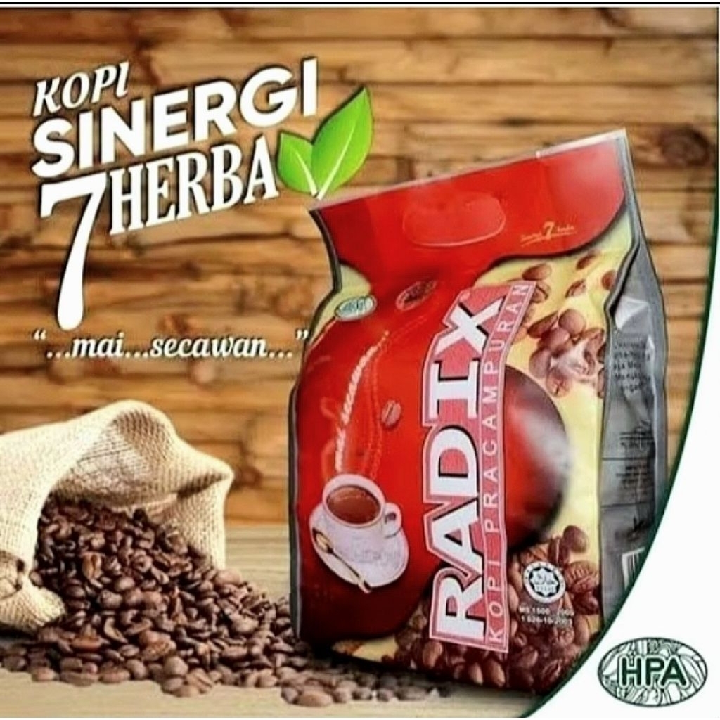 

Kopi Radix Premix isi 32 sachet, Kupi Radik Pracampuran HPA
