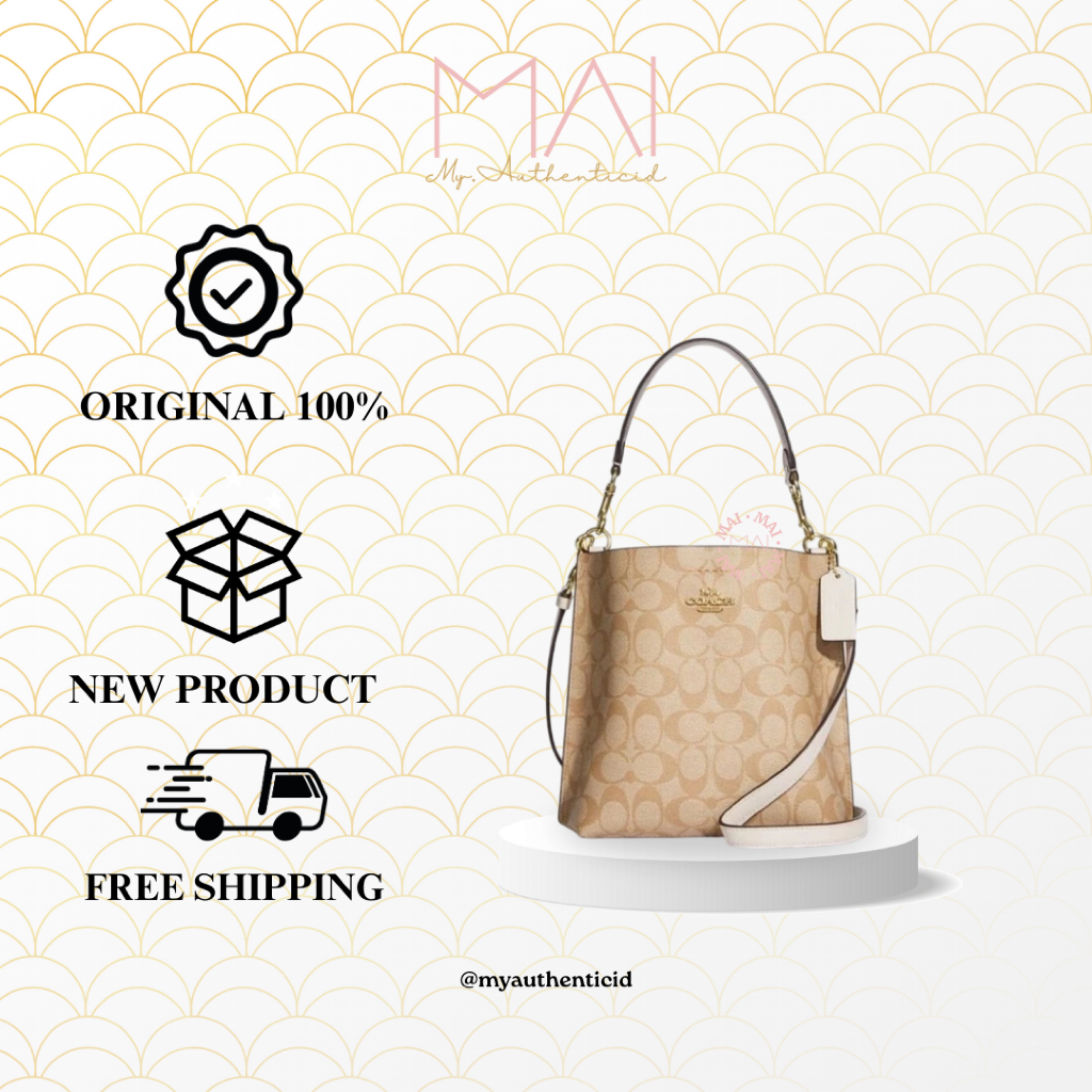 COC CA582 Mollie Bucket Bag 22 In Signature Canvas - Khaki Chalk